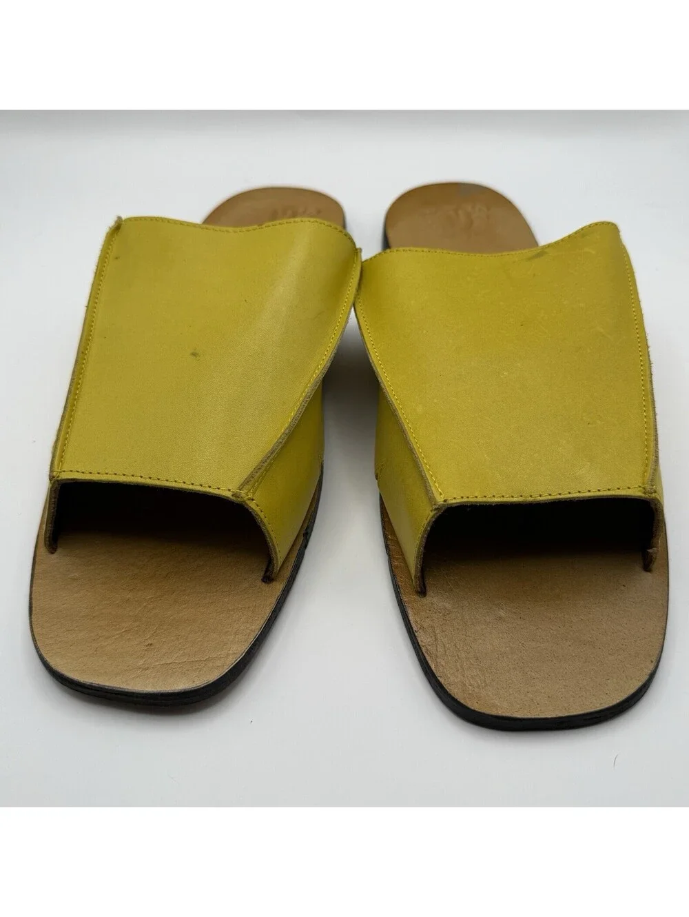 LOT of 2 Urban Trends Leather Sandals Slides Men Sz  12 Red Yellow Leather India